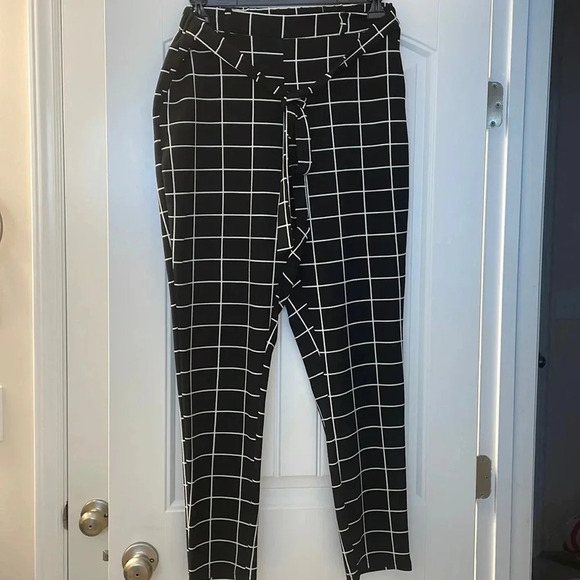 Tie Waist Windowpane Pants size 1X - Picture 1 of 2